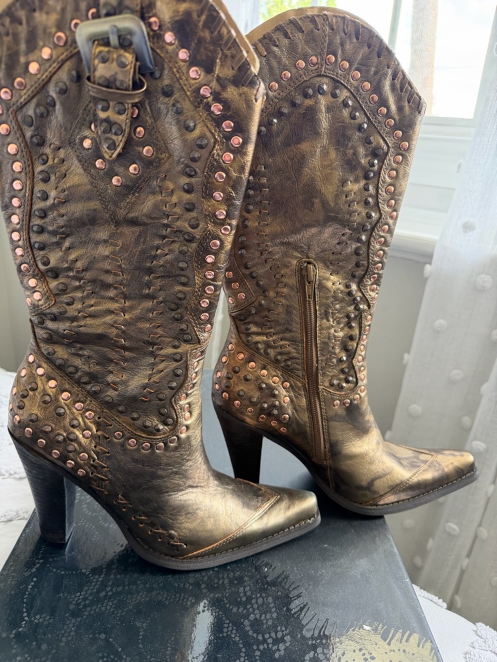 Steve Madden Bronze Metallic Ankle Boots